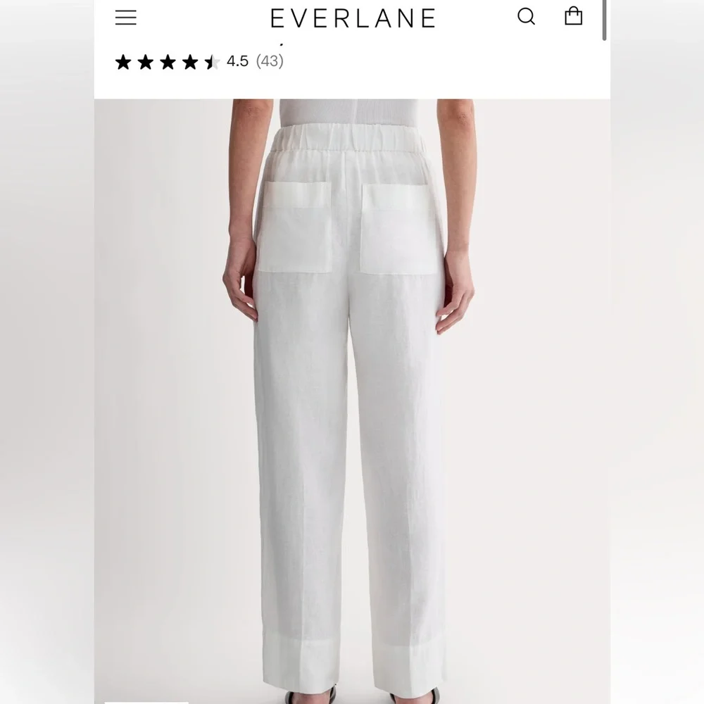 Everlane White Wide-Leg Linen Pants